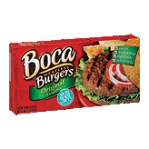 Boca Veggie Protein original vegan veggie burgers, 4 soy protein burgers Left Picture